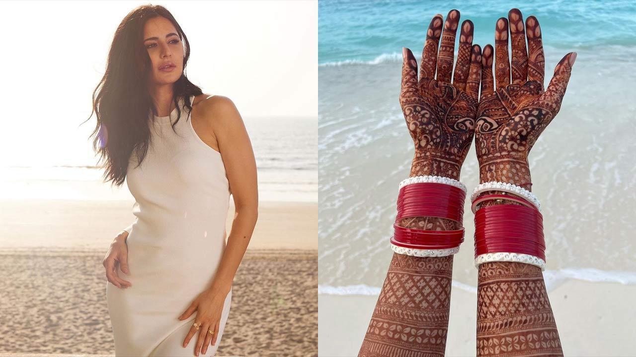 Katrina Kaif Showcasing Mehendi Adorned Hands from Honeymoon
