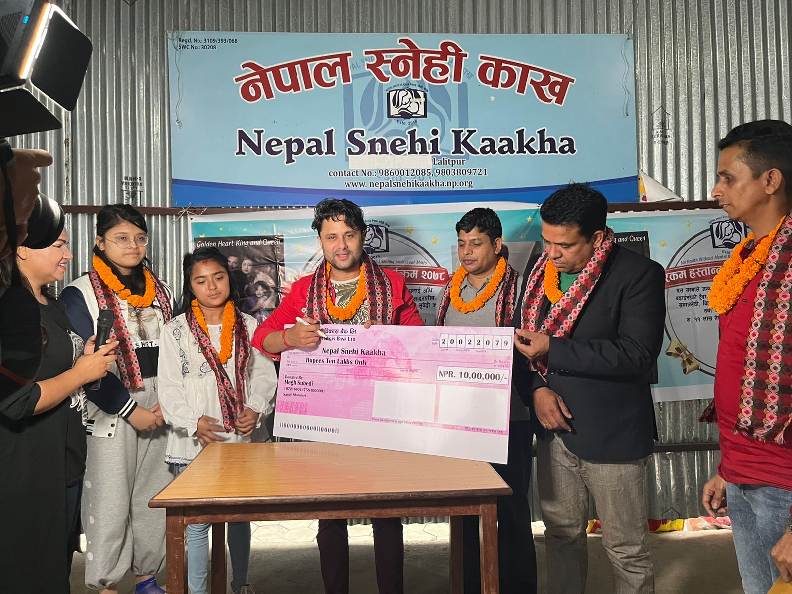 Social worker Megh Subedi donates Rs 2.1 million to Nepal Snehi Kaakh
